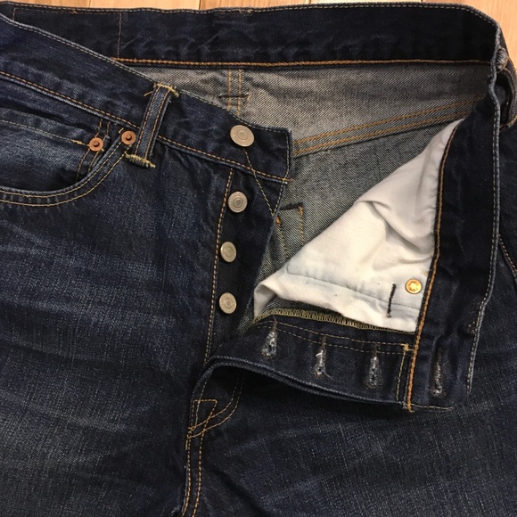 501® ORIGINAL FIT MEN'S JEANS W32 L 32 Dark Wash - Picture 6 of 10